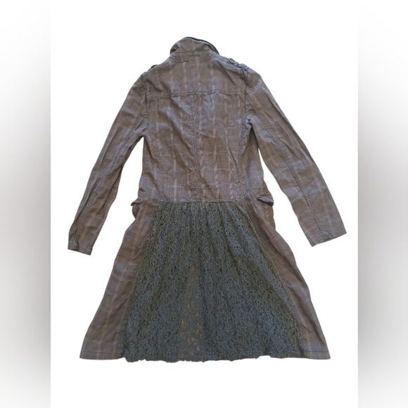 Free People Gray and Black Trench Coat EUC Vintage-Inspired Size 10 - Picture 8 of 12